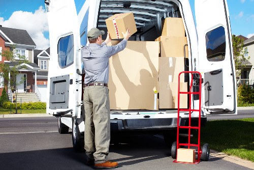 Office furniture and equipment prepared for a commercial move