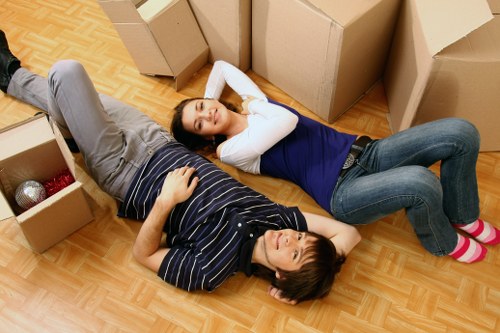 Organised moving boxes and packing materials ready for a Colliers Wood property