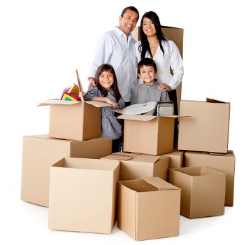 Business removals setup with office furniture ready for transport in Colliers Wood